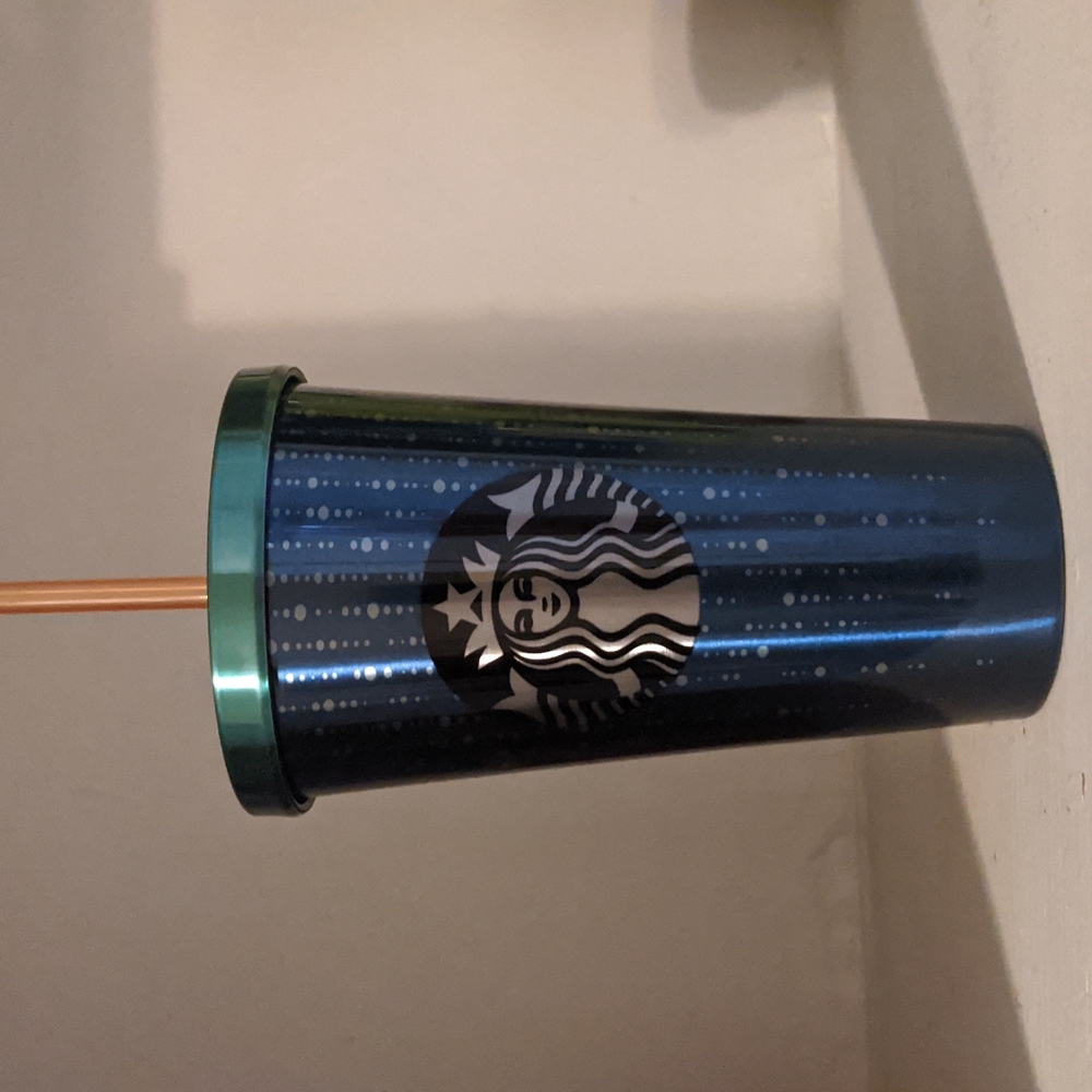 Green & blue metal tumbler